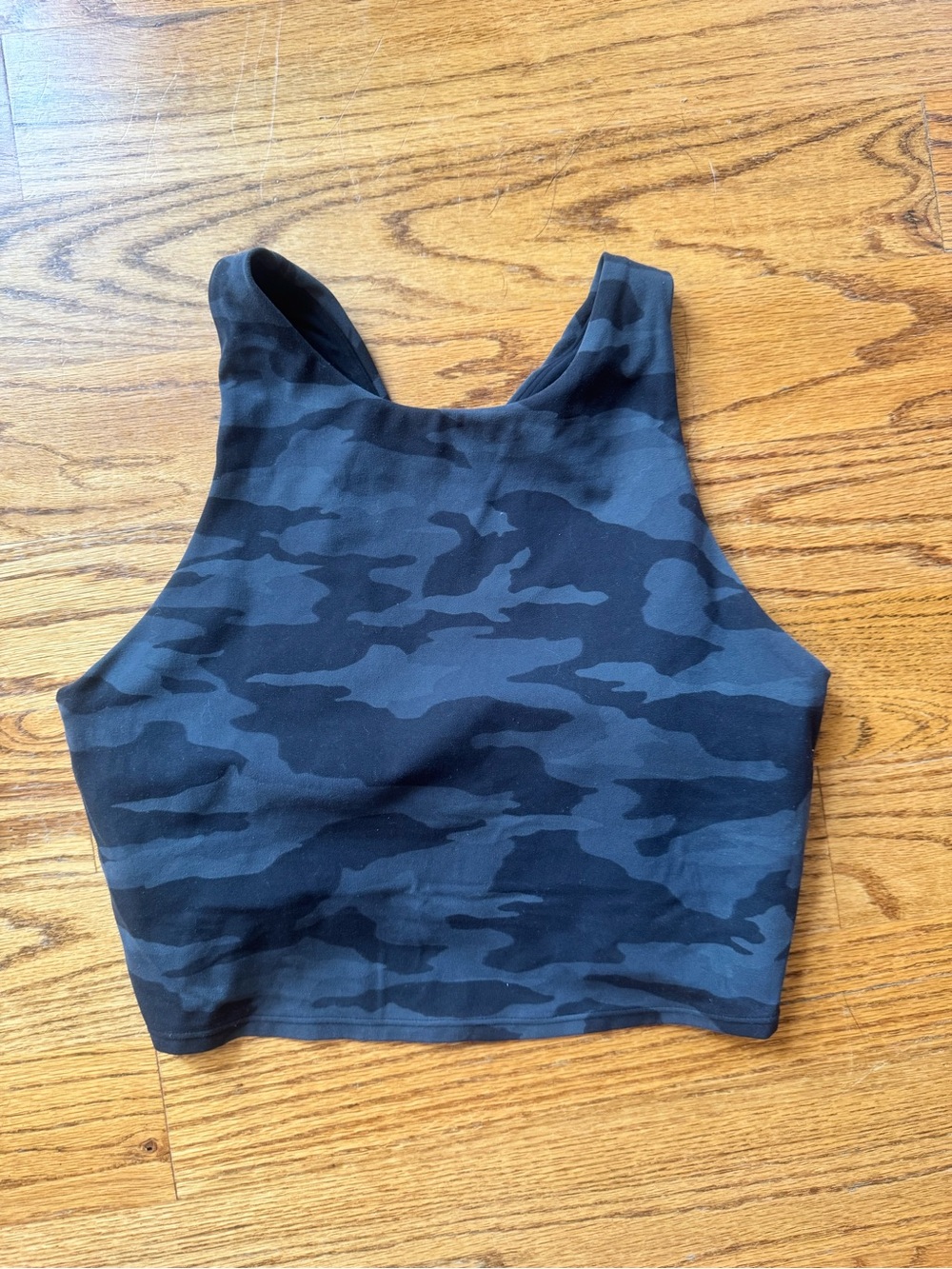 Athleta High Neck Camouflage Cropped Tank Top - Black